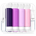 Redfly 17 Pack Travel Bottles for Toiletries, Tsa Approved 3oz Travel Size Containers, Leak Proof Travel Size Toiletries Bottles Silicone, BPA Free Refillable Shampoo Conditioners Kit, Purple