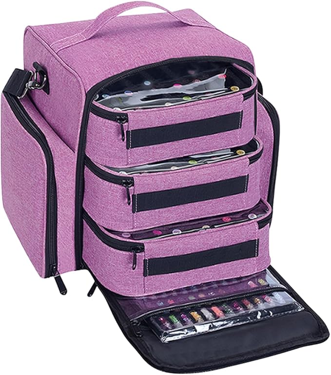 UOZL Nail Polish Organizer Case Hold 90 Bottle with 3 Detachable Bag,Purple