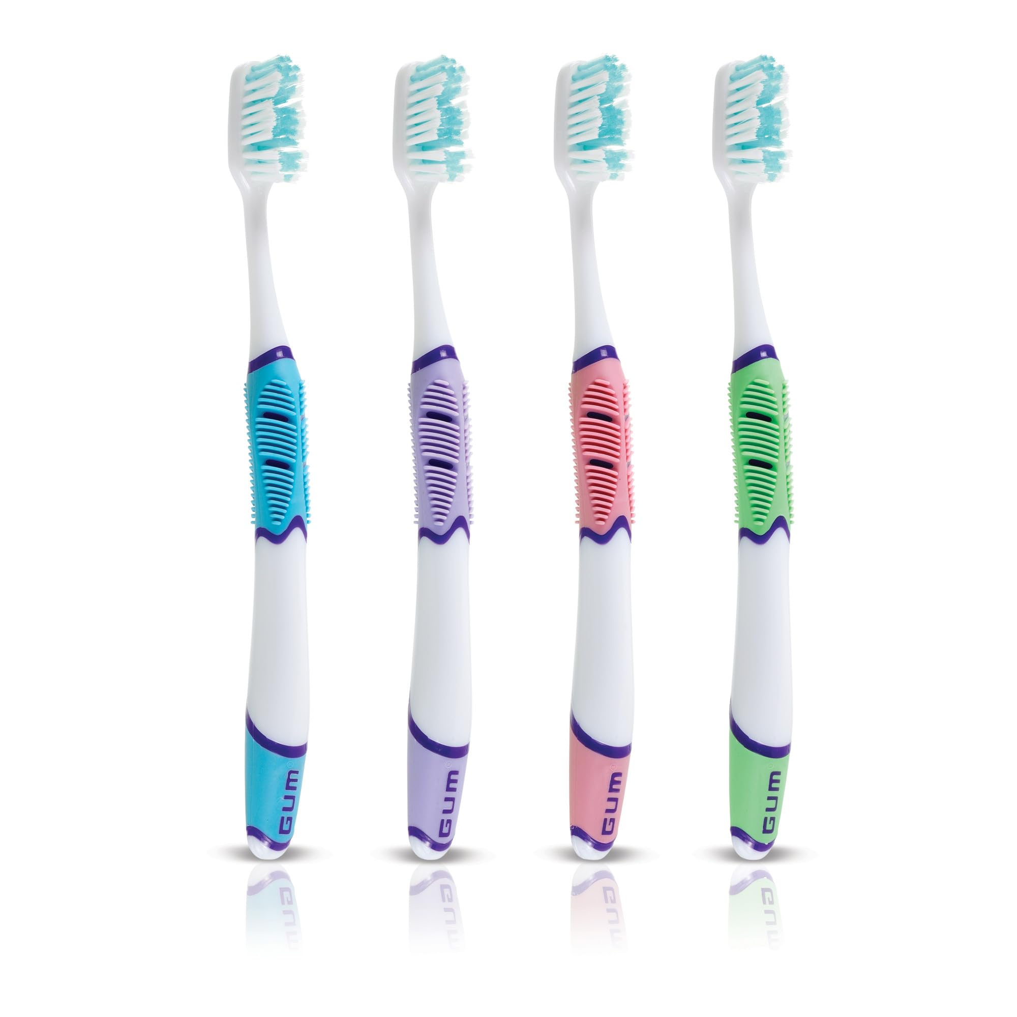 GUM Technique Sensitive Care Toothbrush with Quad-Grip Handle, Full Head & Ultra Soft Dome Trim Bristles for Plaque Removal that’s Gentle on Gums, 2 Count