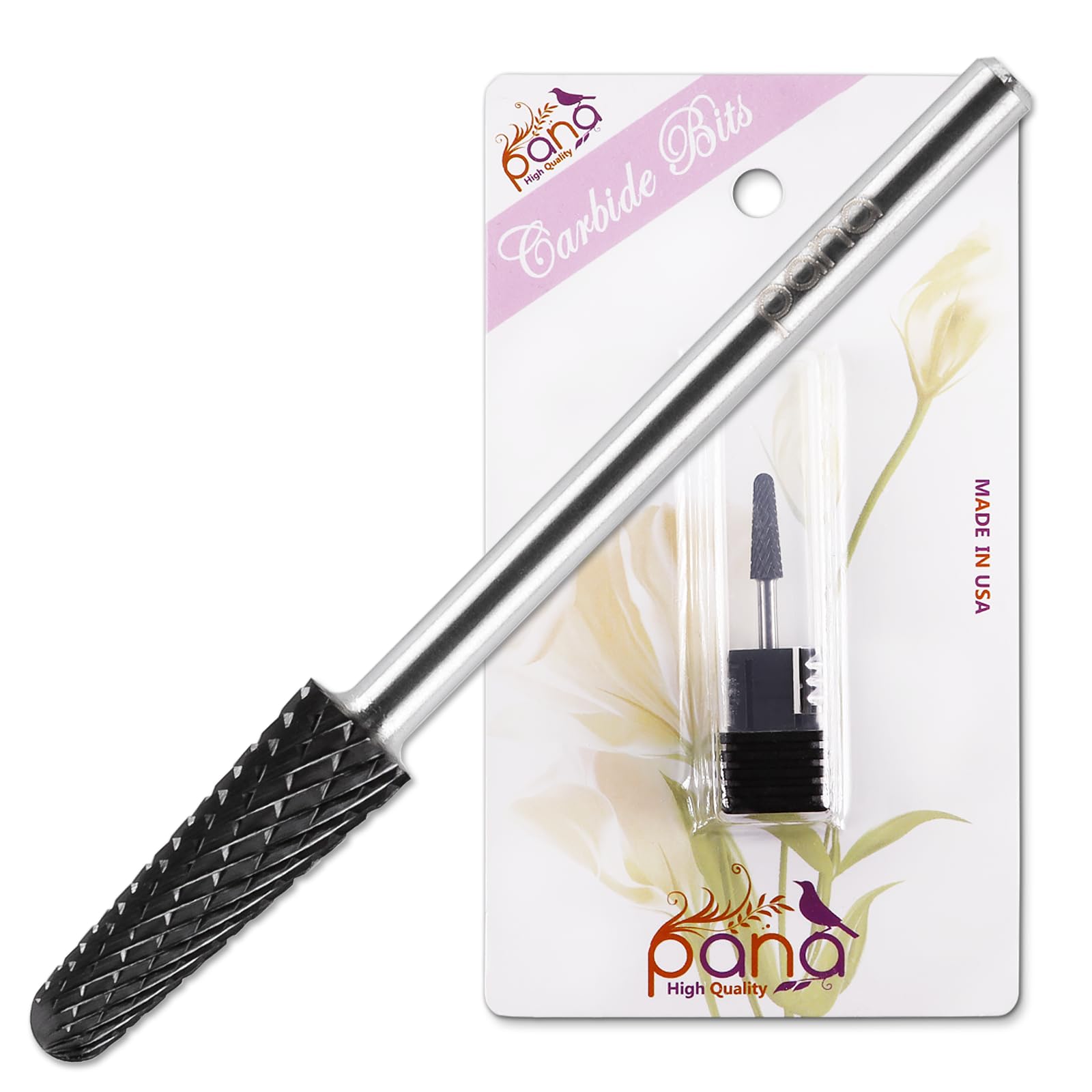 PANA USA Professional 3/32" Shank Size - Cone Shape Carbide Bit - Nail Drill Bit for Manicure Pedicure Tools Dremel Machine (Coarse, DLC Black)