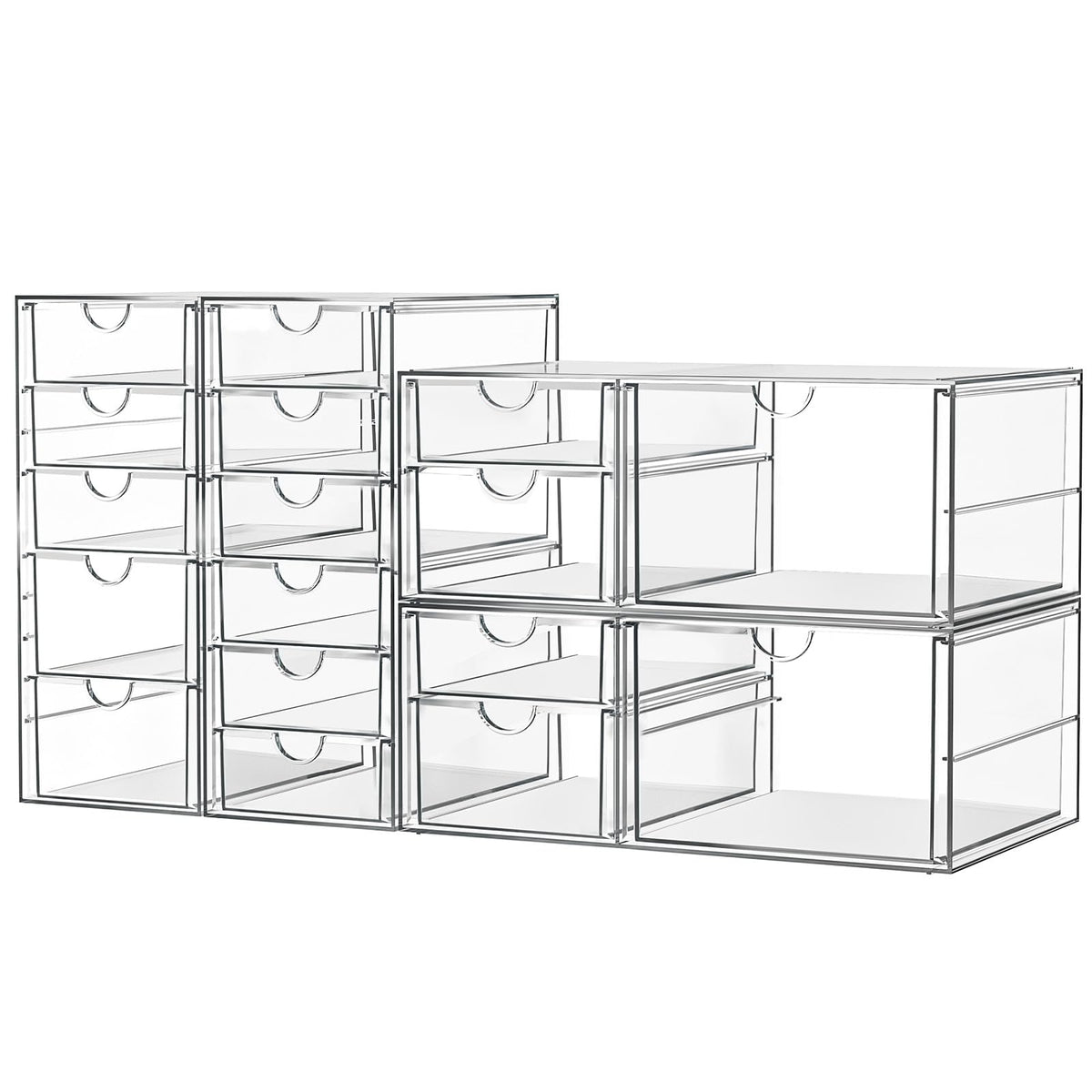 ARSTPEOE Acrylic Organizer with 6 Drawers, Bathroom Counter Organizer, Makeup Desk Organizers, Office Supplies, Storage Drawers for Cosmetic, Pencil, Coffee