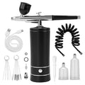 Airbrush Kit Air Brush Kit With Air Compressor Nail Charms Wireless Air Brush for Barber, Nail Art, Makeup, Model Painting(Black - with extension tube)