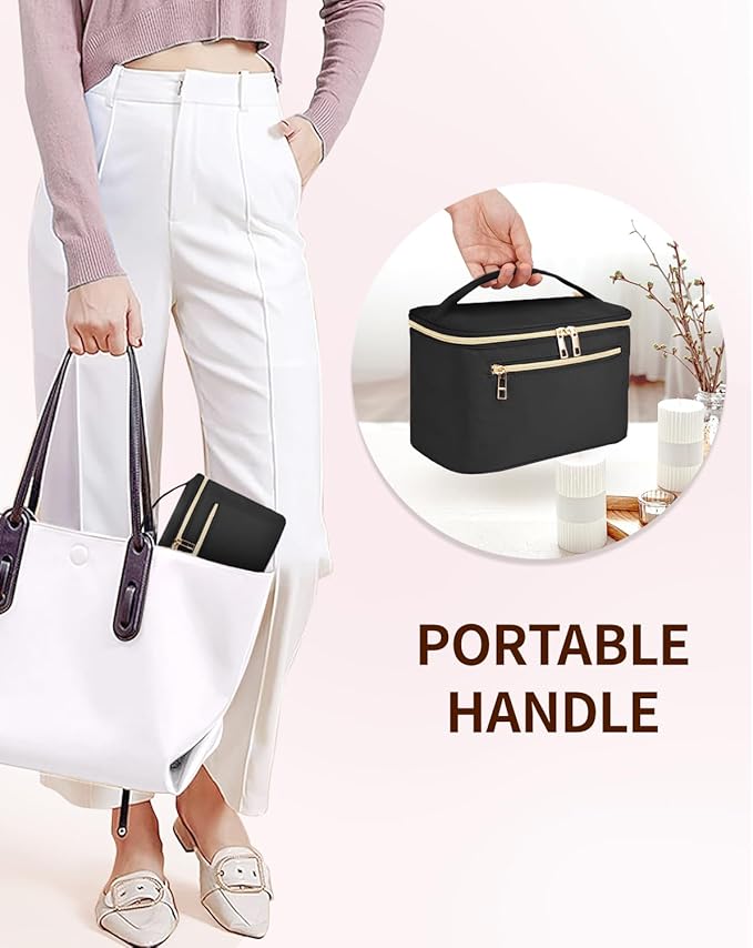 Wandering Nature Makeup Bag, Women Travel Make Up Vanity Case with Handle