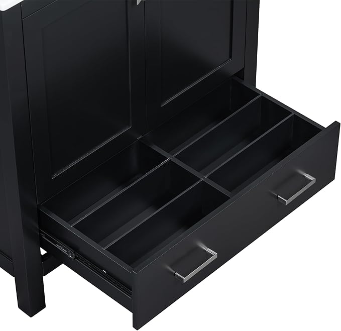 Bellemave 30" Bathroom Vanity with Sink Combo Set, Solid Wood Frame Bathroom Storage Cabinet with a Drawer, 2 Soft Closing Cabinet Doors with Organizer, Black