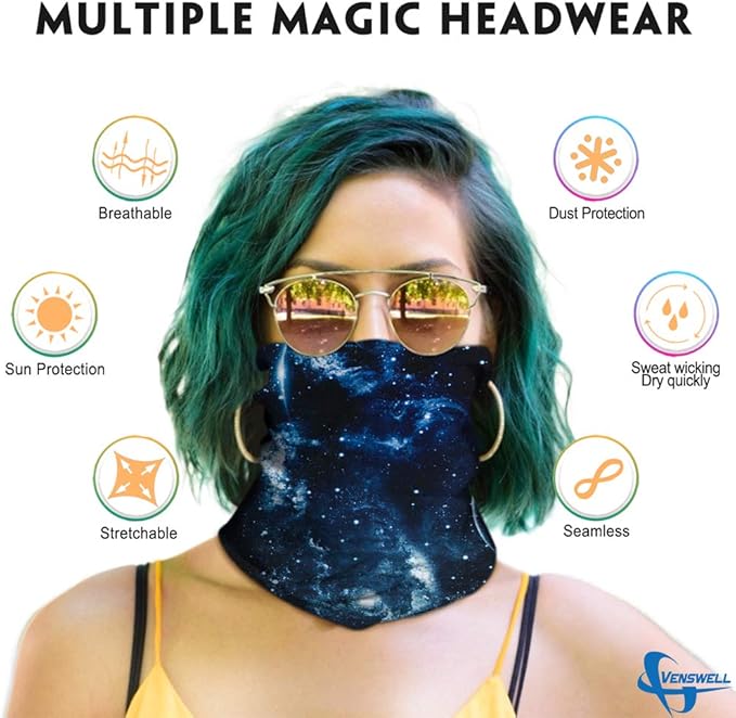 Neck Gaiter Mask, Sun Mask, Rave Bandana Face Mask, Seamless Face Scarf, Headband for Men Women (A-Lightning)