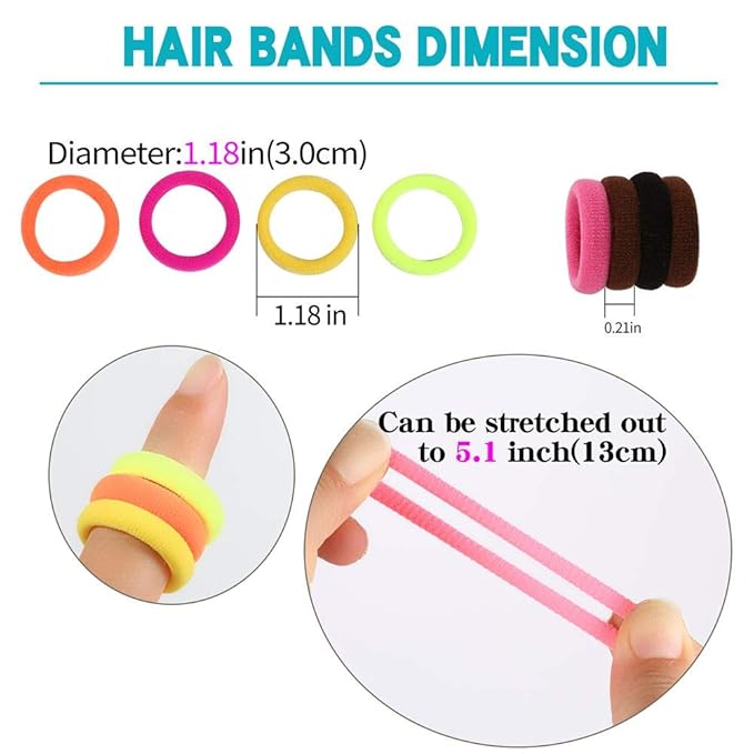 QRTVI Baby Hair Ties, Cotton Toddler Hair Ties for Girls and Kids, Multicolor Small Seamless Hair Bands Elastic Ponytail Holders(15 Colors)