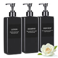 Refillable Shampoo and Conditioner Dispenser Plastic Shampoo Pump Bottles Set for Bathroom with Waterproof Labels