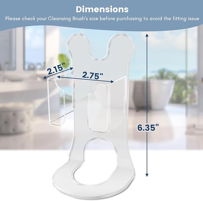 Universal Acrylic Organizer for Electric Face Scrubbers & Cleansing Brushes – Waterproof Holder Compatible with Coslus,Clsevxy,Touchbeauty, Wovazus, Visofo,Clarisonic Mia 2 (Holder Only)