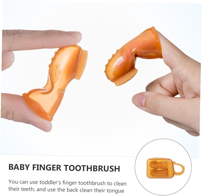 TIDTALEO Silicone Finger Toothbrush with Storage Box Soft Oral Cleaning Brush for Boy Girl Gum Massager for Teething Reusable and Easy to Clean Teeth Cleaning Tool
