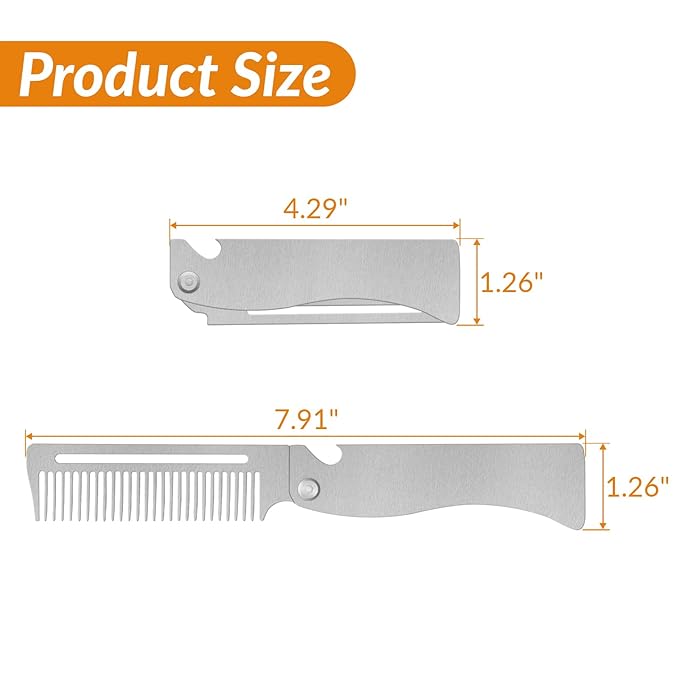 Hair Combs for Women and Men Folding Beard Comb Stainless Steel is Durable