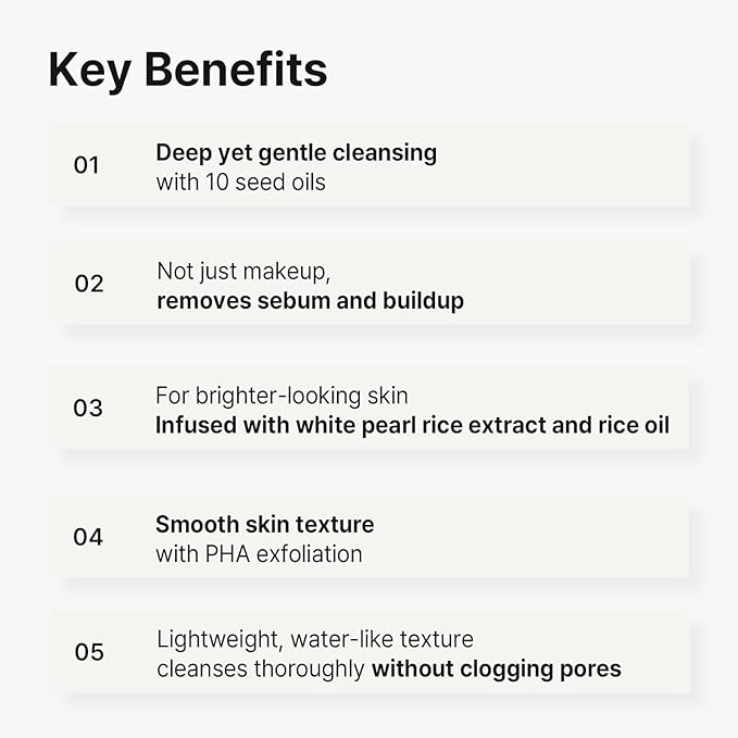 Herna Rice Pore Care PHA Blackhead Remover Cleansing Oil - Makeup & Blackhead Remover, Pore Care with PHA & 10 Seed Oils, Lightweight Pore Cleanser, for Normal & Oily Skin 5.07fl.oz(150ml)