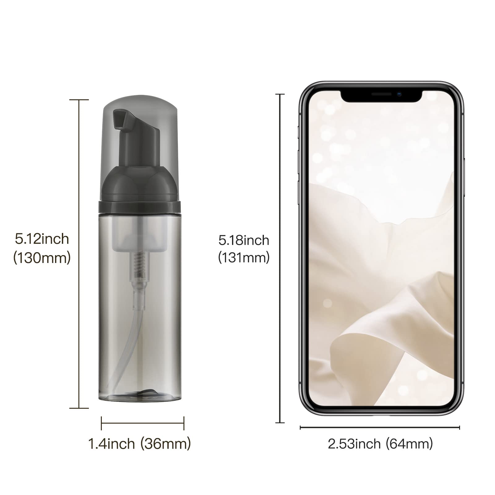 Owlyee Travel Foam Pump Bottle - 2oz Small Size Foaming Hand Soap Dispenser - Mini Portable Mousse Lash Shampoo Kit Container for Hair - Empty Leak Proof Plastic Black Foamer 10Pack