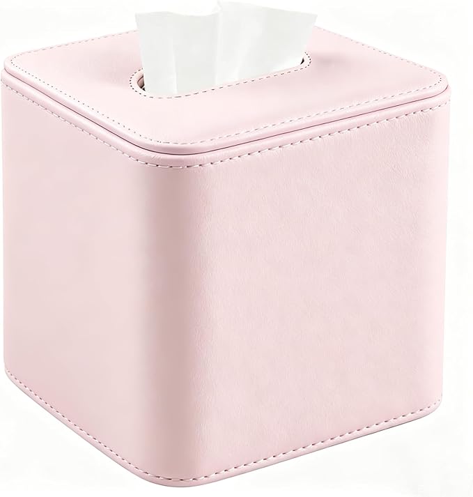 Tissue Box Holder Square PU Leather Stylish Facial Tissue Box with Magnetic Closure Decorative Cube Tissue Box Cover for Bathroom Vanity Office