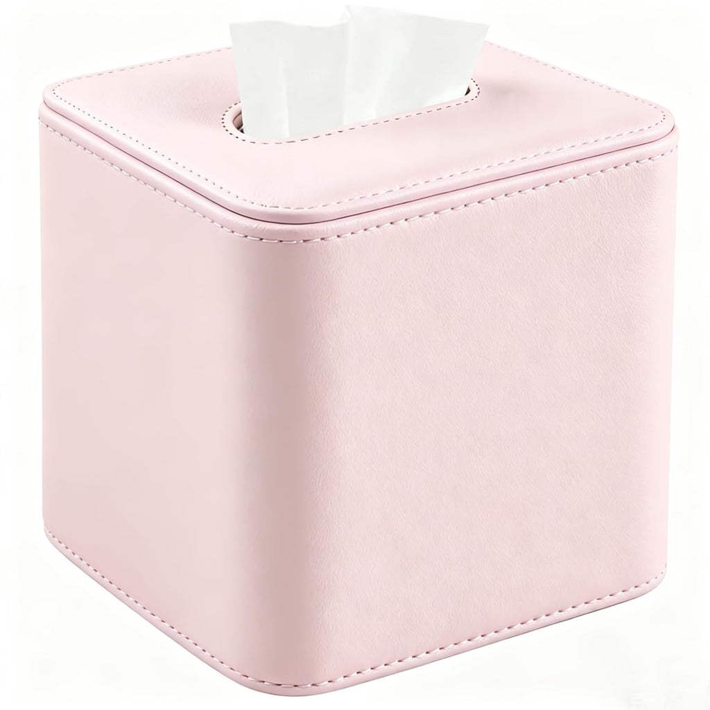 TNIIFXC Tissue Box Holder Square PU Leather Stylish Facial Tissue Box with Magnetic Closure Decorative Cube Tissue Box Cover for Bathroom Vanity Office