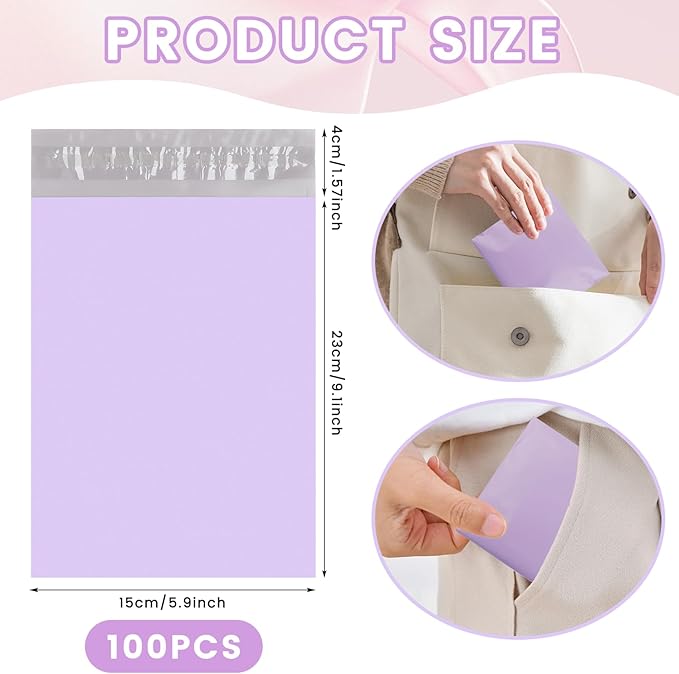 100 Pcs Light Purple Sanitary Napkin Disposal Bags, Feminine Self-Sealing Hygiene Disposal Bags for Tampons, Pads and Liners, Personal Care Sanitary Bag for Women Privacy Handling