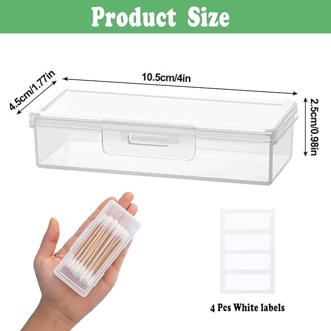 MatFirsmo Cotton Swab Holder for Travel, 2 Pcs Portable Small Dental Floss Holder Clear Plastic Cotton Pad Holder, Travel Floss Picks Case Storage Containers with Dustproof Lid