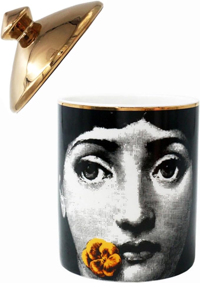 Big Eye Starry Sky Aromatherapy Candle Jar With Lid Ceramic Makecup Cotton Swab Holder Home Deocrative Bottler, Home Fireplace Kitchen Dining Decor For Living Room Knick Knacks Candle Holders (F6)