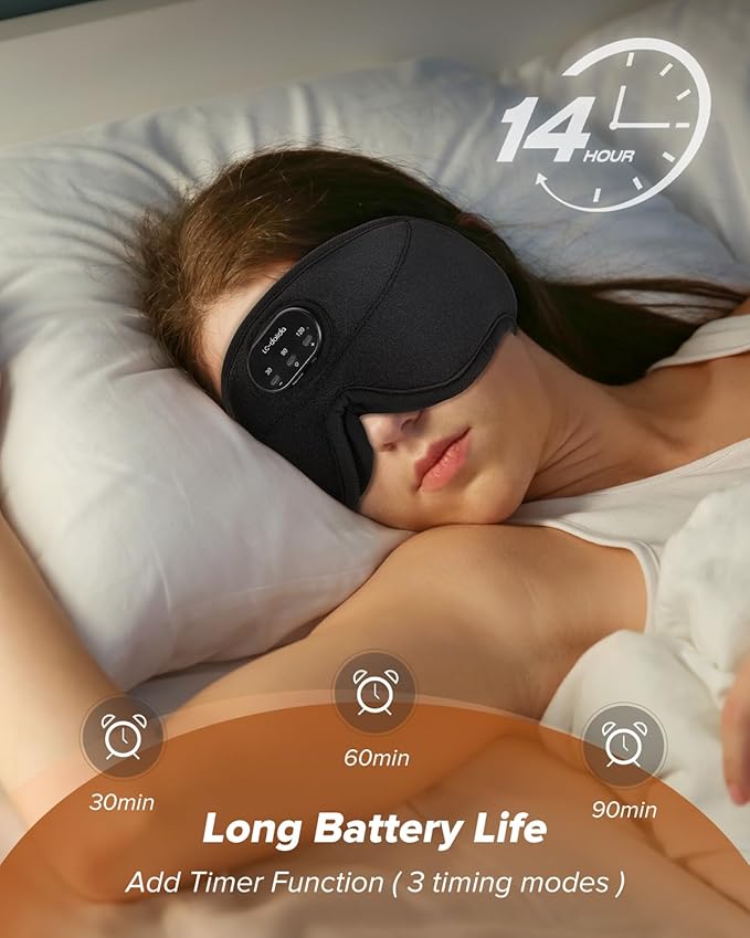 Sleep Mask with Bluetooth Headphones for Side Sleepers, Cool Gifts for Men Women