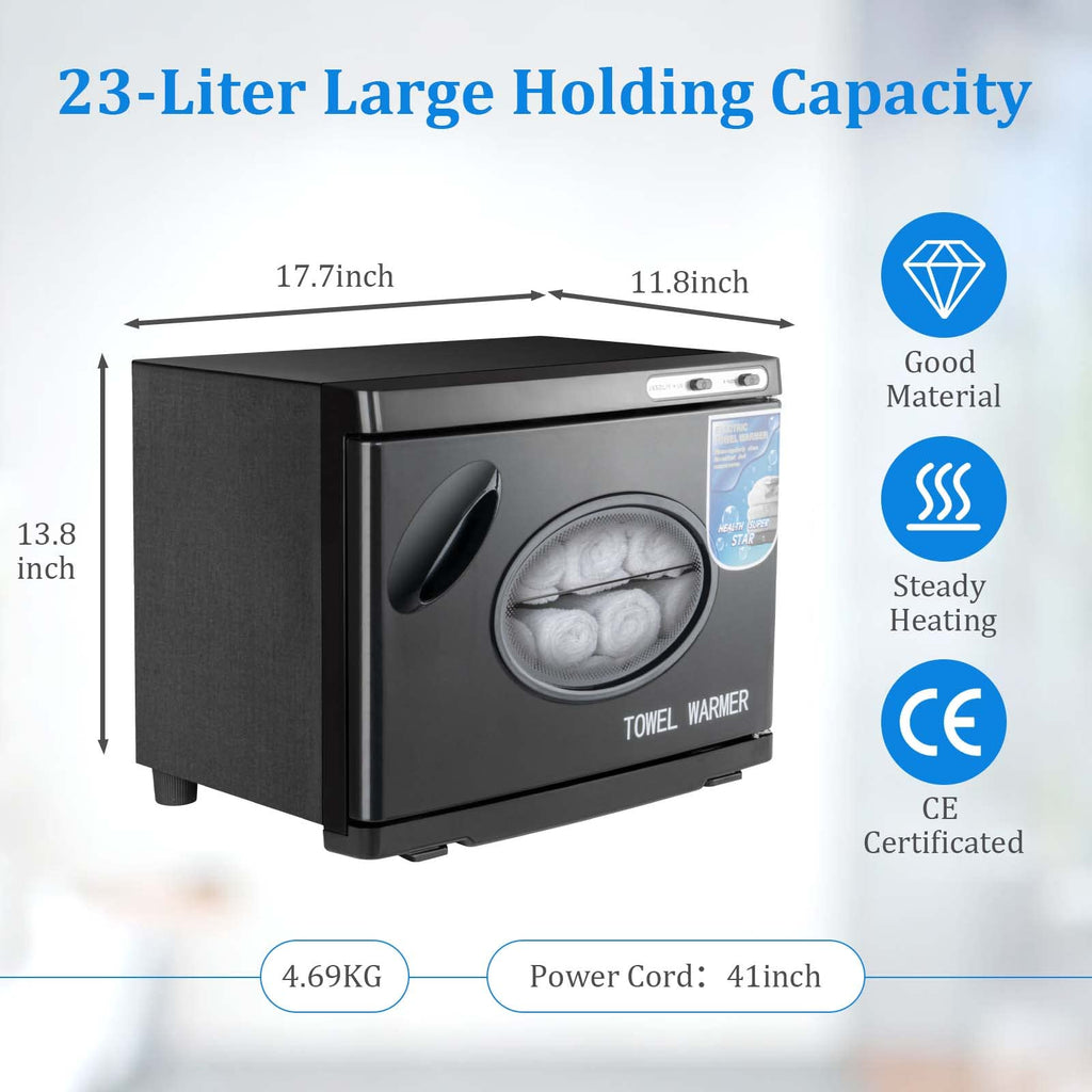 JXSDLIY Hot Towel Warmers for Spa 23L Large Capacity Hot Towel Cabinet with See-Through Window Towel Steamer for Facials Massage Salon Bathroom Barber Beauty Steam Towel Warmer (black)