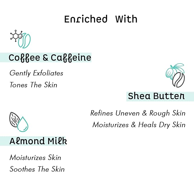 mCaffeine Milky Brew Coffee Face Scrub - Cleanser for Glowing Skin - Removes Tan and Blackheads - Almond Milk - All Skin Types - 2.6 oz