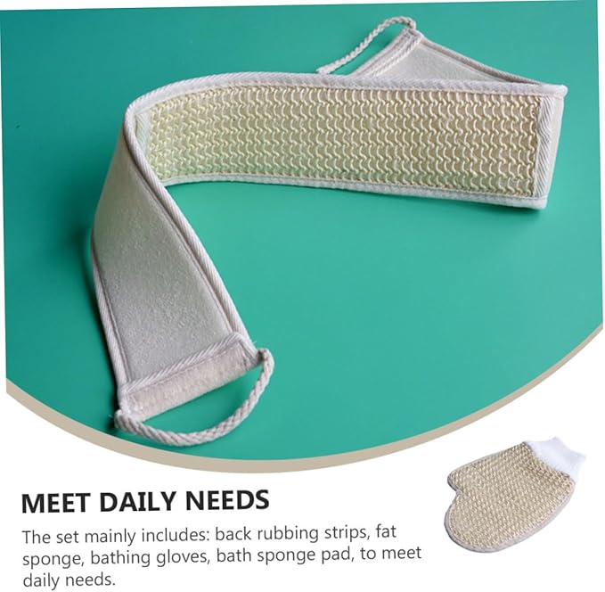 Ipetboom 1set Comfortable Scrubbing Glove and Back Scrubber Strap Bath for Gentle Exfoliation Sponge Back Strap Bath Mitt Trim