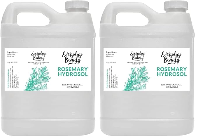 Rosemary Hydrosol - Bulk 32 Fl Oz - Alcohol-Free Vegan All Natural Refreshing for Face, Scalp & Hair - Uplifts, Calming & Soothing for All Skin Types… (Pack of 2)