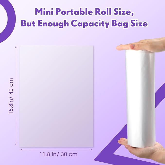 Lerheedi 600 Pcs/ 2 Roll Sanitary Napkin Receptacle Liner, Sanitary Napkin Disposal Bags Feminine Hygiene Disposal Bags Women Personal Supplies for Tampon Bathroom, 11.81 x 15.63 Inch