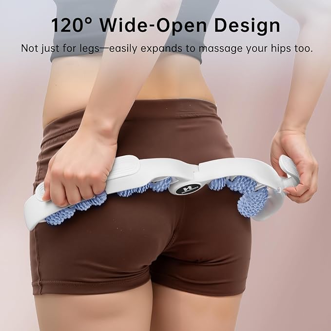 Hikamora Cellulite Massage Tool, Manual Cellulite Roller, Contoured & Smoother Skin, Relieve Leg Muscle Soreness, Dimpled Skin Removal, Legs/Thighs/Buttocks, Anti-Cellulite Roller (Blue)