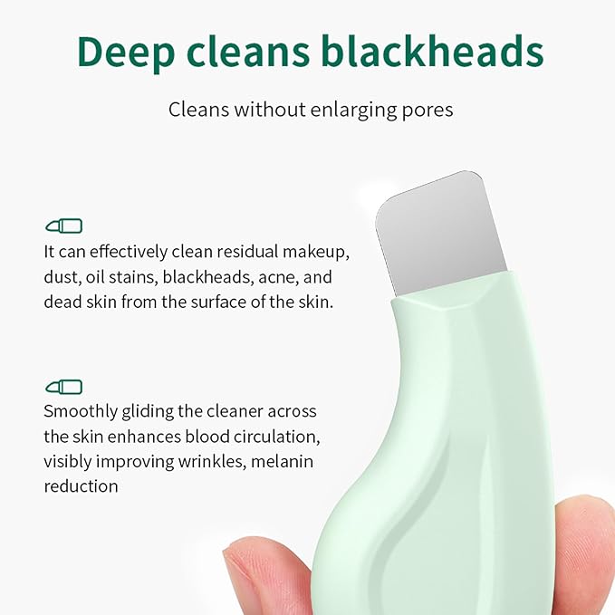 Vangines Blackhead Remover Tool, Stainless Steel Face Scraper, Manual Skin Scrubber Face Spatula with Silicone Cover for Nose, Chin and T-Zone, Skin Care Tool for Men and Women(Green