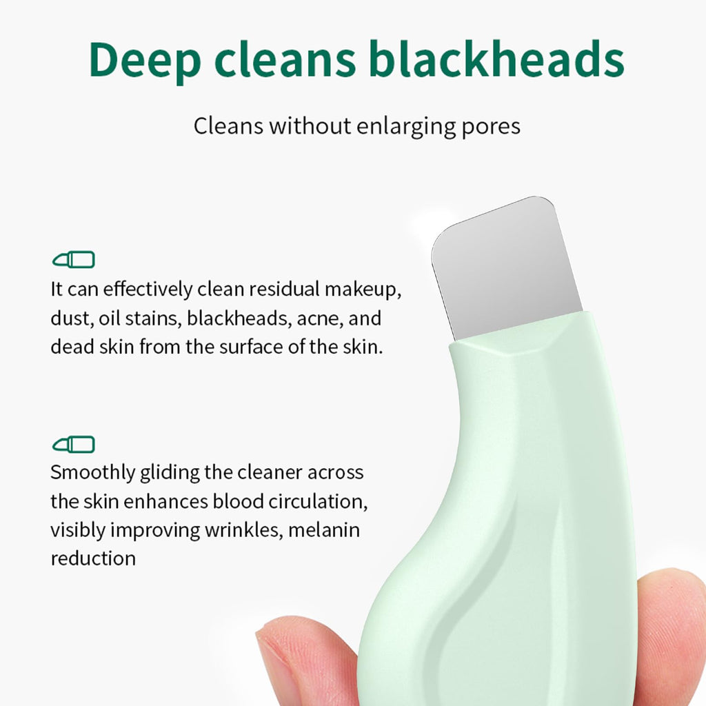 Vangines Blackhead Remover Tool, Stainless Steel Face Scraper, Manual Skin Scrubber Face Spatula with Silicone Cover for Nose, Chin and T-Zone, Skin Care Tool for Men and Women(Green