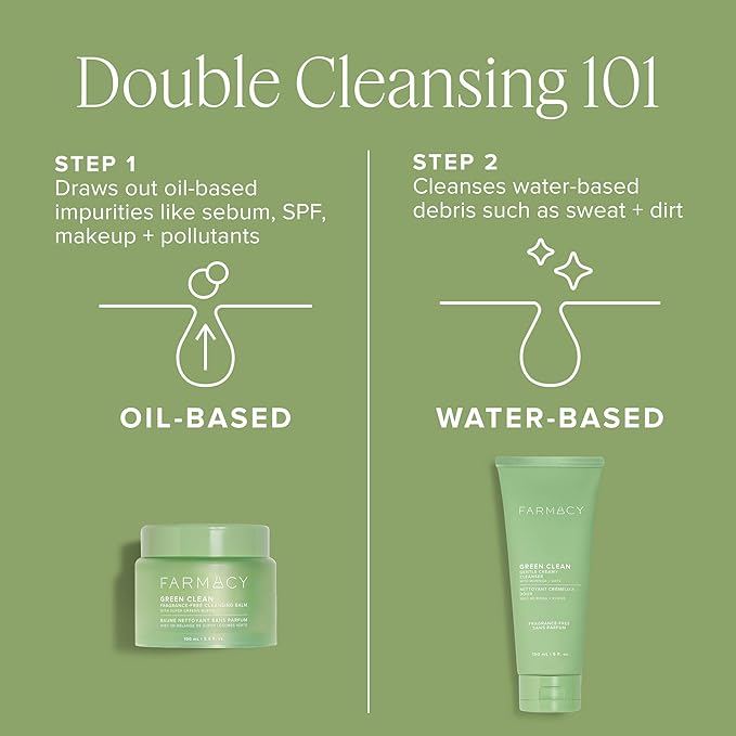 Farmacy Sensitive Skin Makeup Remover Cleansing Balm - Green Clean Waterproof Makeup Remover Balm + Oil Cleanser for Face - Melts Make Up + SPF - Hydrates + Softens Skin - Fragrance-Free (200ml)