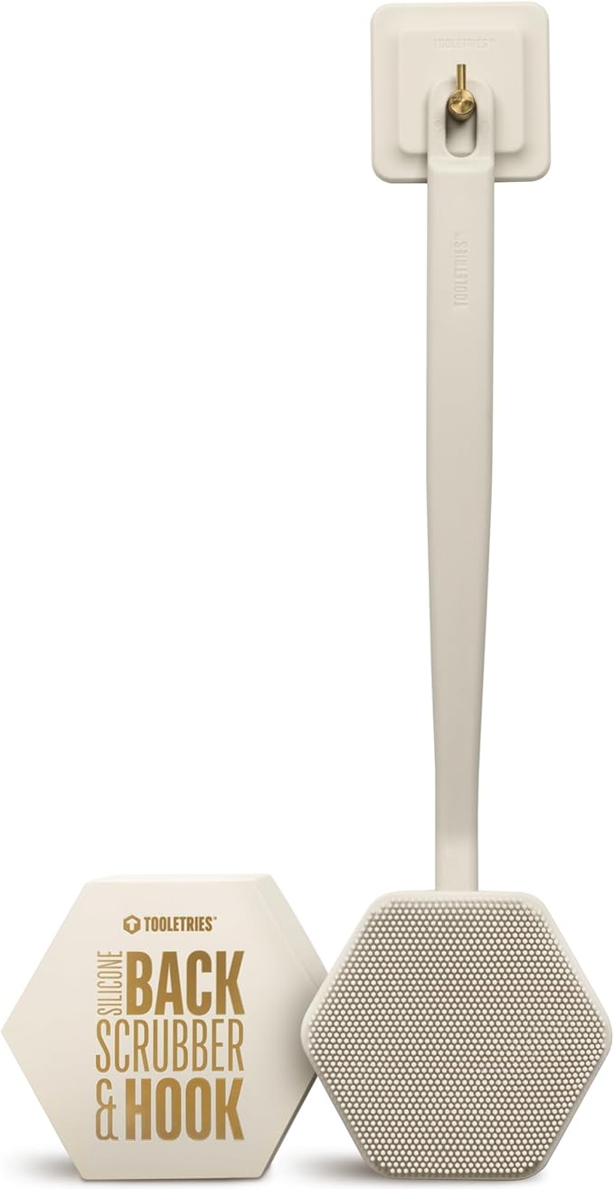 TOOLETRIES Silicone Back Scrubber for Shower with Hook - Sand