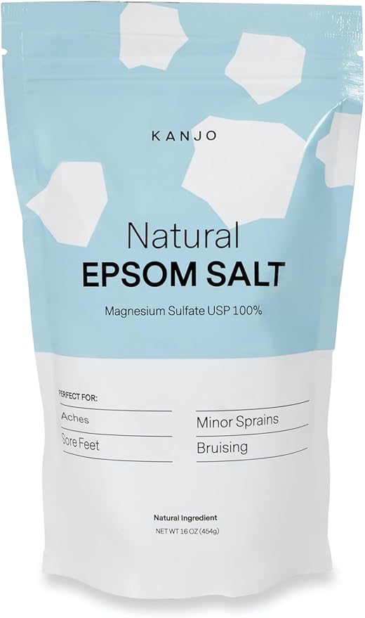 Kanjo Natural Epsom Salt - 100% Pure Magnesium Sulfate USP Bath Salt - Soak for Muscles, Feet & Joints - Unscented - 16oz Bag