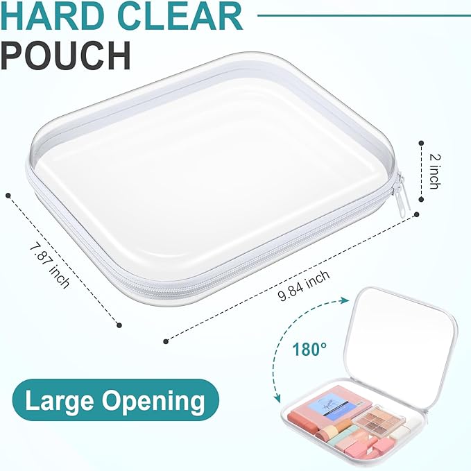 Sanwuta 10 Pcs Hard Zipper Case Clear Hard Pouches Plastic Zipper Pencil Portable Box Toy Storage Bins Plastic Container for Travel Toiletry Office Cosmetic Block Puzzle Organizer (M,Clear)