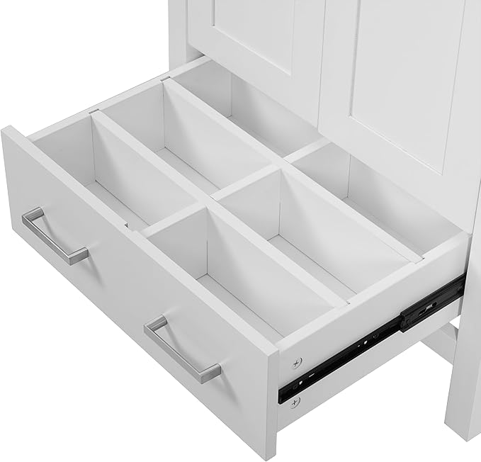 Bellemave 24" Bathroom Vanity with Sink Combo Set, Solid Wood Frame Bathroom Storage Cabinet with a Drawer, 2 Soft Closing Cabinet Doors with Organizer, White