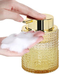 Fvstar Glass Foaming Soap Dispenser,Foam Dispenser Bottle with Large Pump,Wide-Mouthed and Easy to Press,Refillable Hand Soap Dispenser for Bathroom Countertop and Kitchen Decor (1, Amber)