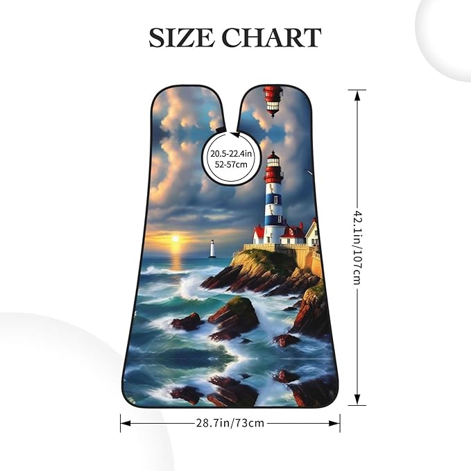NOUZU Lighthouse Diamond Paint Print Beard Bib Apron For Men, Beard Hair Catcher For Men Shaving Trimming,Beard Cape Cloth, Black