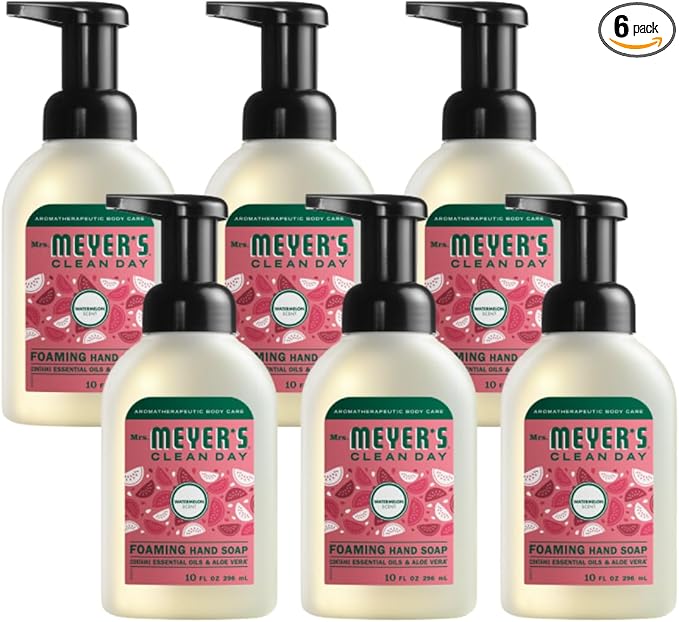 Mrs. MEYER'S CLEAN DAY Foaming Hand Soap, Watermelon Scent,10 Fl oz. (Pack of 6)