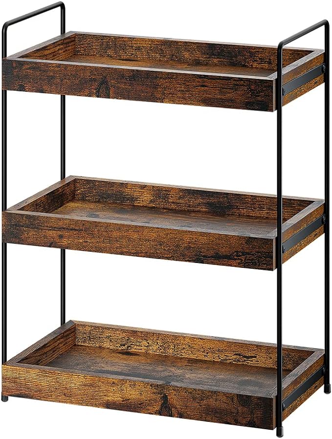 SANRETAHO 3-Tier Wood Bathroom Counter Organizer, Kitchen Spice Rack