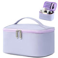 Travel Makeup Bag for Women, PU Leather Cosmetic Bag, Lavender Purple