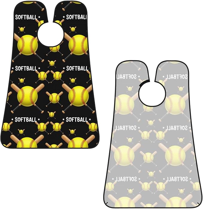 Men's Beard Maintenance Apron, Waterproof & Easy Clean, Yellow Softball Ball American