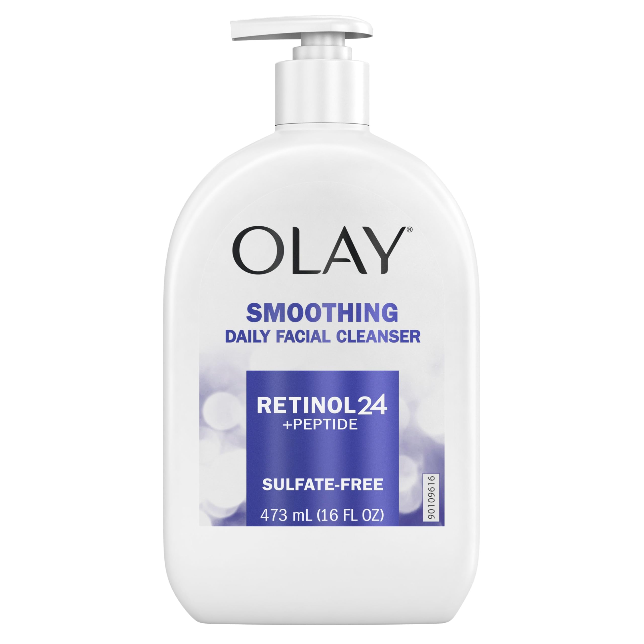 Olay Face Wash Daily Facial Cleanser with Retinol, Peptides and Glycerin, Smoothing and Hydrating Anti Aging Face Wash, Sulfate Free Cream Cleanser for Mature Skin, Daily Use, 16 Oz