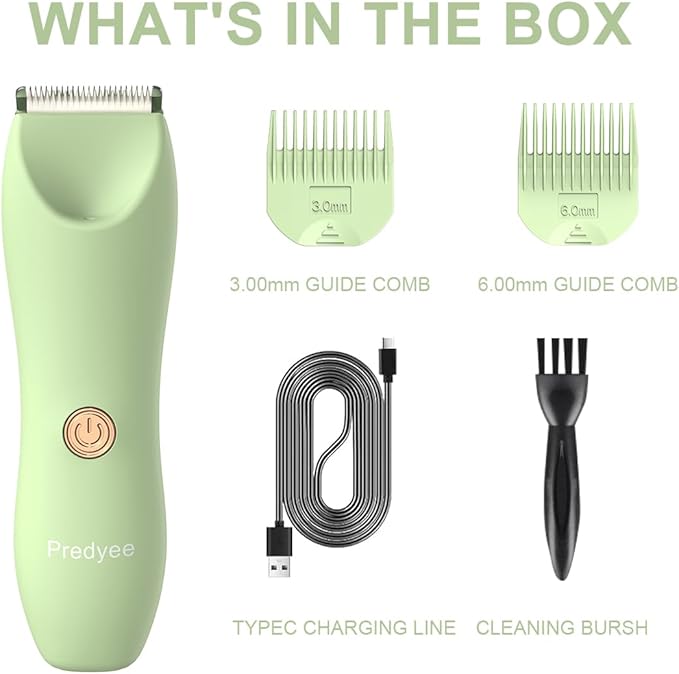 Bikini Trimmer for Women, Body Hair Trimmer for Sensitive Skin, Electric Groomer for Legs, Underarms and Groin, IPX7 Waterproof, USB-C Rechargeable with LED Light and Travel Lock, 120 Min Runtime
