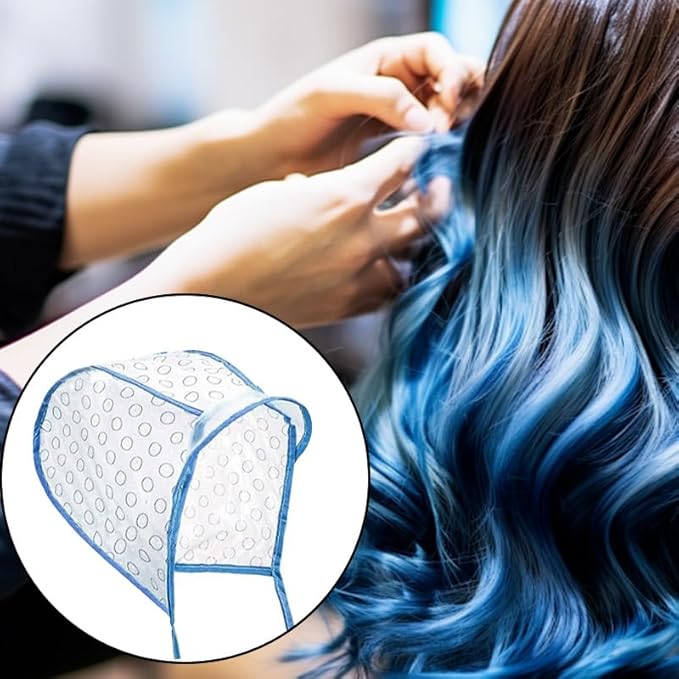 15 Pcs Hair Highlighting Cap Kit Hair Dye Caps with Dye Brushes Hair Highlighting Needles Crochet Hooks Dye Shawl Disposable gloves for Shawl Salon DIY Hairdressing(Blue)