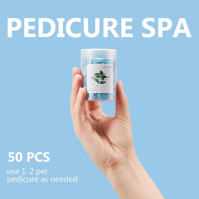 NOVAL Pedicure Spa Tablets, Blue Mint Foot Soak for Pedicure Bowl, Foot Bath and Salon Home Use, 100g