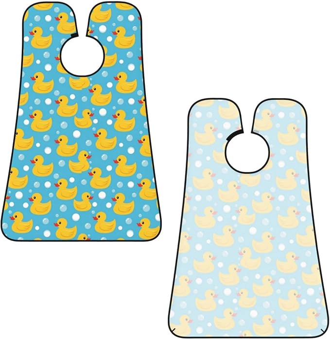 Beard Bib with 3 Suction Cups, Non-Stick Waterproof Hair Catcher Apron, Men's Shaving Essential for Grooming, Yellow Rubber Ducks Print Shave Bib