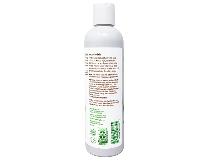 Alba Botanica Hawaiian Organic Body Oil - Kukui Nut - 8.5 Ounce (Pack of 2), 'Packaging may vary'
