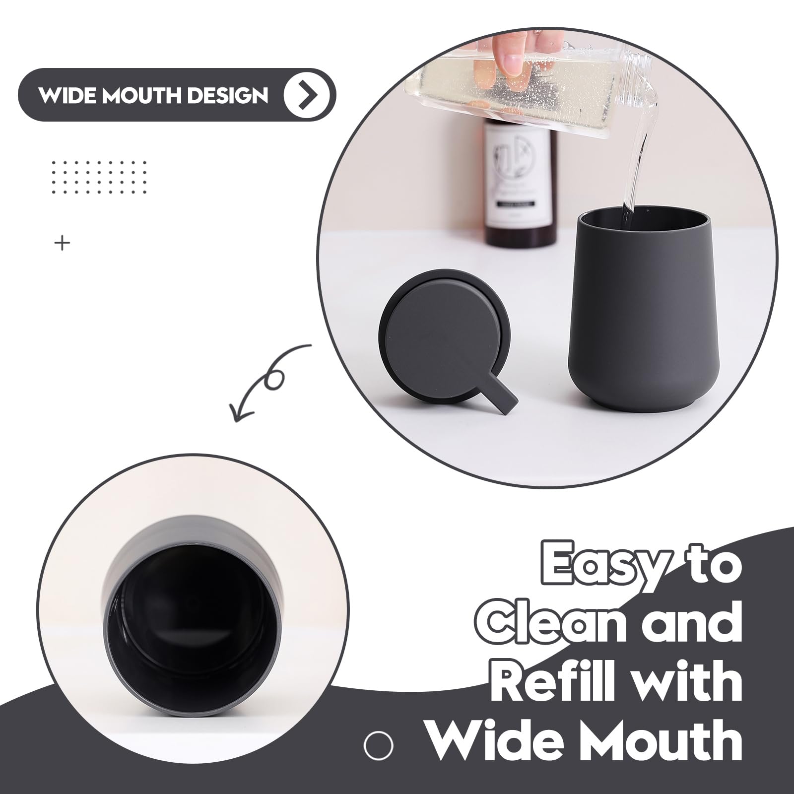 YAUKPH Matte Gray Foaming Hand Soap Dispenser Plastic