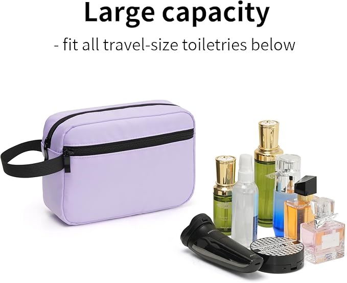 XIRYOHEAUR Travel Hanging Toiletry Bag with Carry Handle - Water-Resistant Small Cosmetic Organizer for Men & Women, Makeup, Shaving Kit, Gym & Travel Essentials (Lavender)