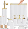 InnJoey Bathroom Accessory Set - Bathroom Set, 12PC Bathroom Accessories Set, White Bathroom Accessories Set, Mini Trash Can, Toilet Brush, Trash Can & Soap Dispenser